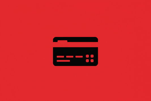 generate a png image with red background and payment icon made on it with black color., keep the frame rectangle and dont leave white space on the sides